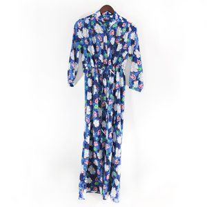 Banana Republic Royal Blue Floral Button-Front Maxi Dress